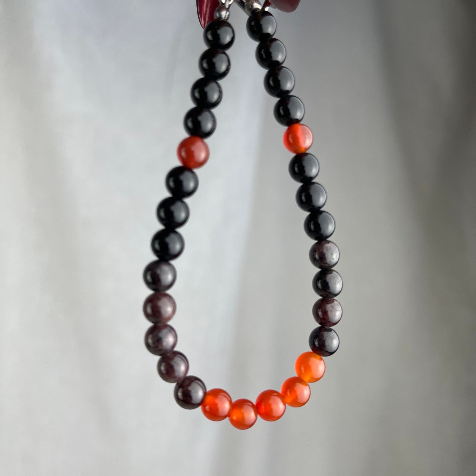 Handmade Carnelian Garnet Obsidian Crystal Gemstone Bead Bracelet Size ONE SIZE - 12 Thumbnail