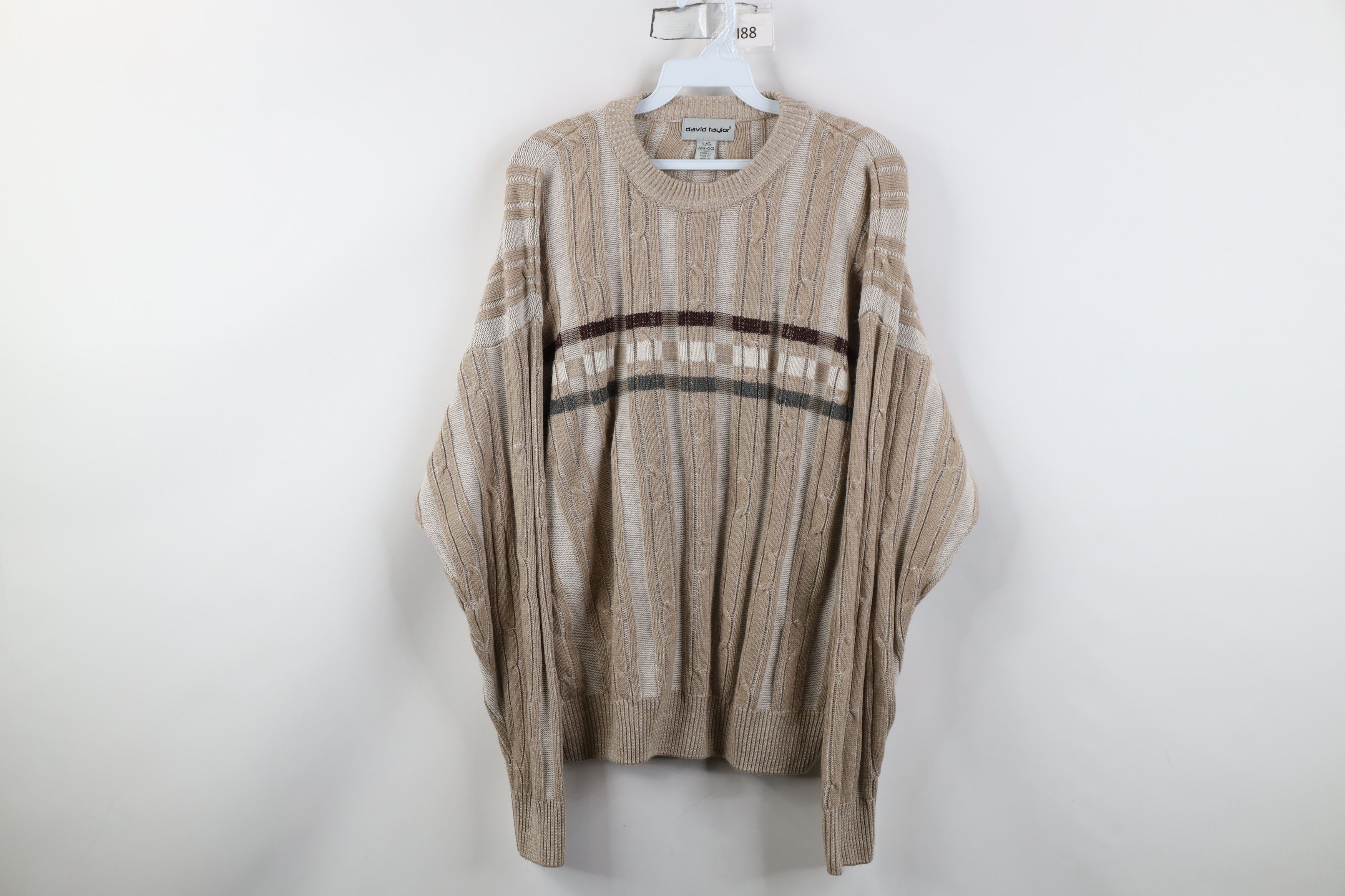 Vintage Vintage 90s Streetwear Ribbed Cable Knit Crewneck Sweater Size US L / EU 52-54 / 3 - 1 Thumbnail