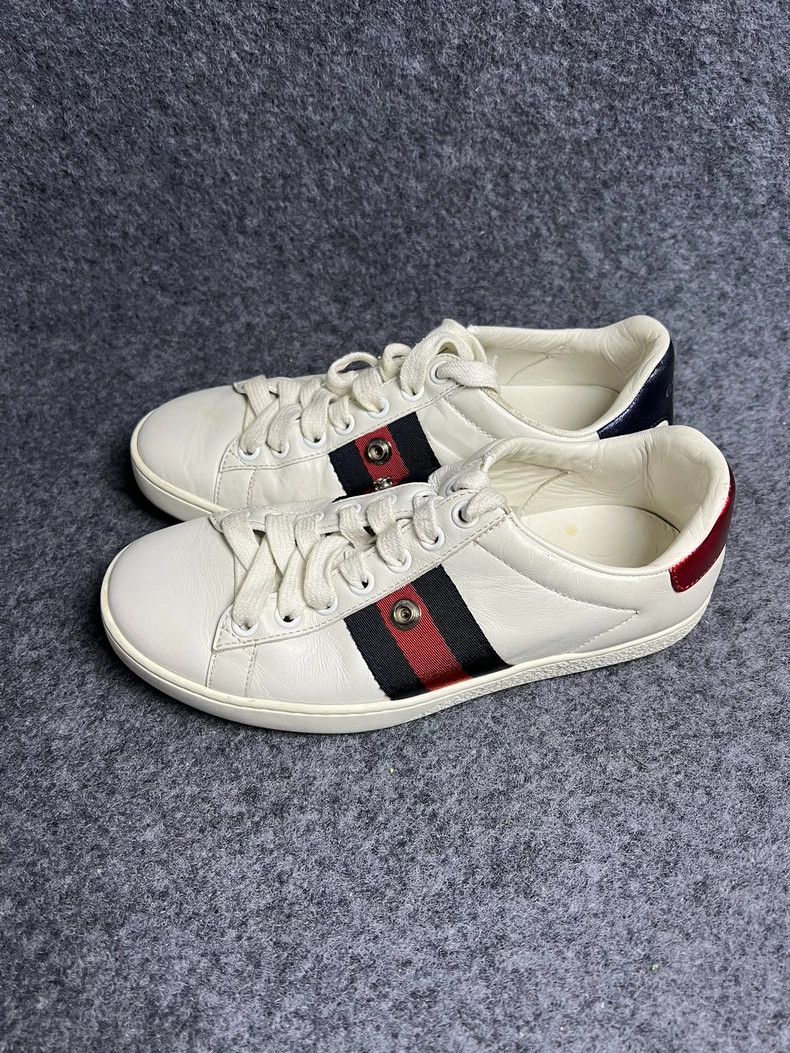 Gucci Gucci White Casual Sneakers with Stripes - dmc Size US 5 / EU 37 - 1 Thumbnail