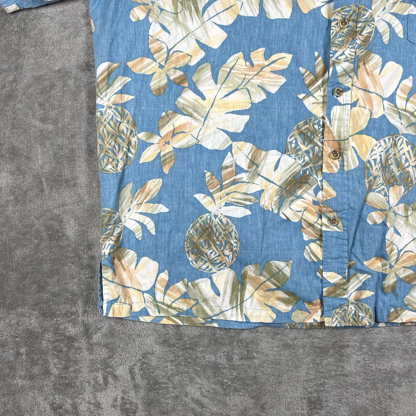 Vintage Cooke Street Hawaiian Button-Up Shirt Mens 2XL Floral Pineapple Pattern Blue Short Sleeve Casual Party/Cocktail Travel Mens Size US XXL / EU 58 / 5 - 3 Thumbnail