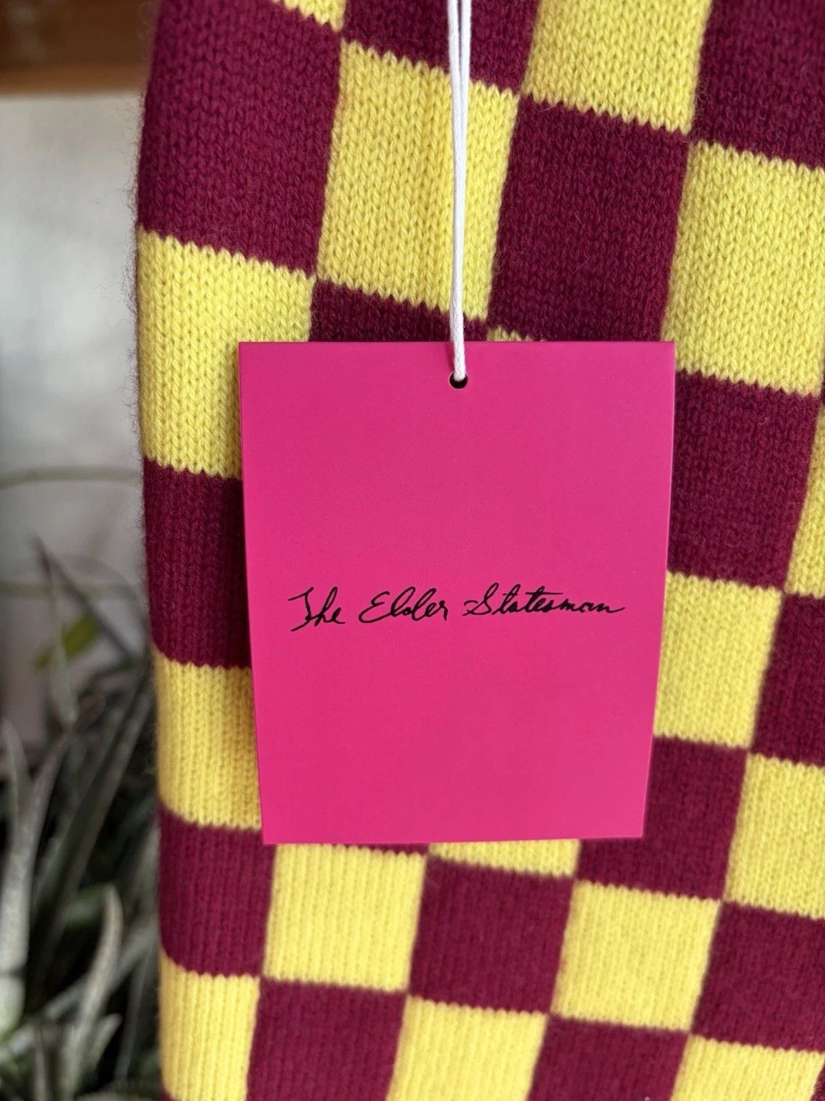 The Elder Statesman Checkerboard Knit Shorts Red Yellow Cashmere Size US 34 / EU 50 - 2 Thumbnail