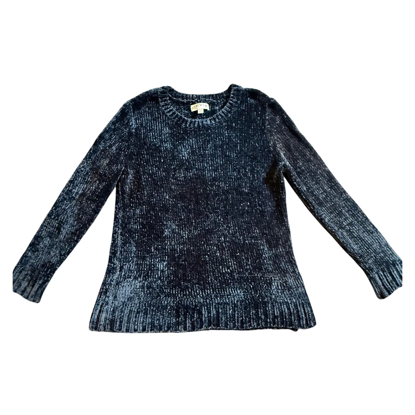 Orvis Orvis Chenille Sweater Navy Blue Heavy Round Neck Pullover Size L / US 10 / IT 46 - 1 Thumbnail
