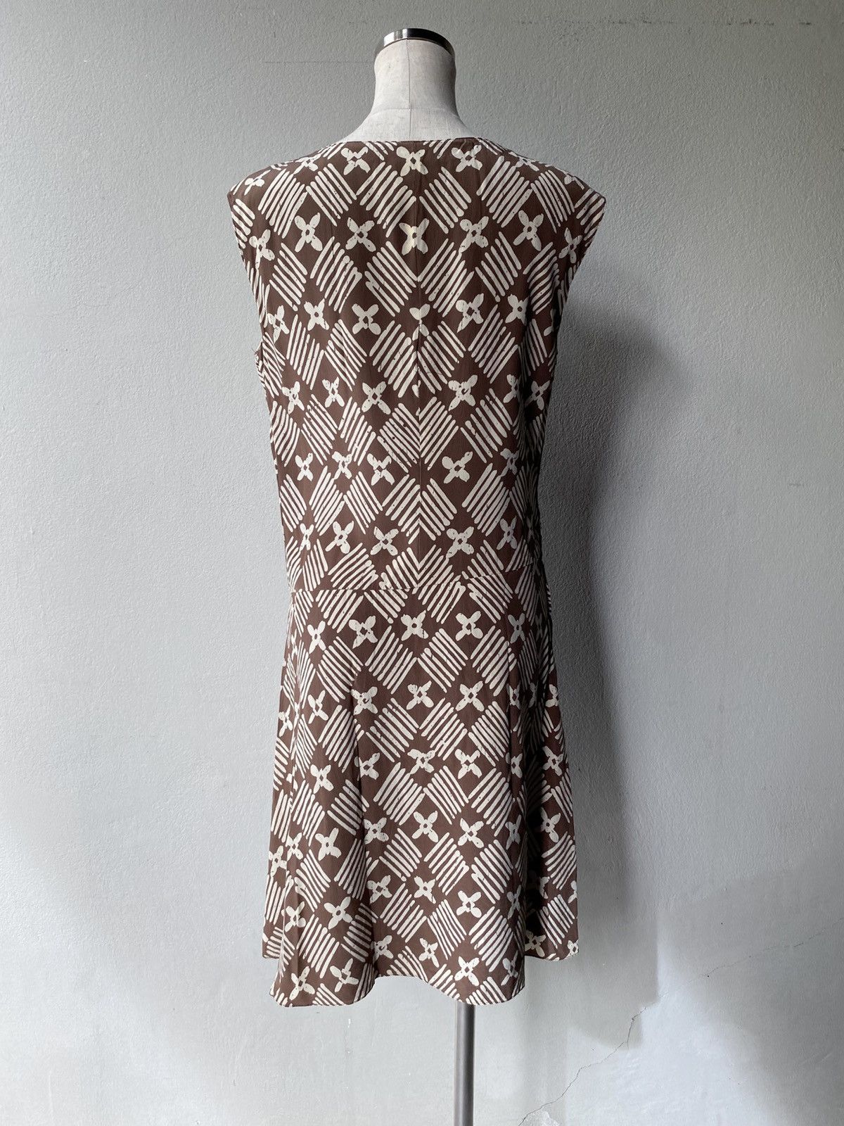 Valentino Valentino Boutique Brown and White Print Mini Dress Size ONE SIZE - 9 Thumbnail