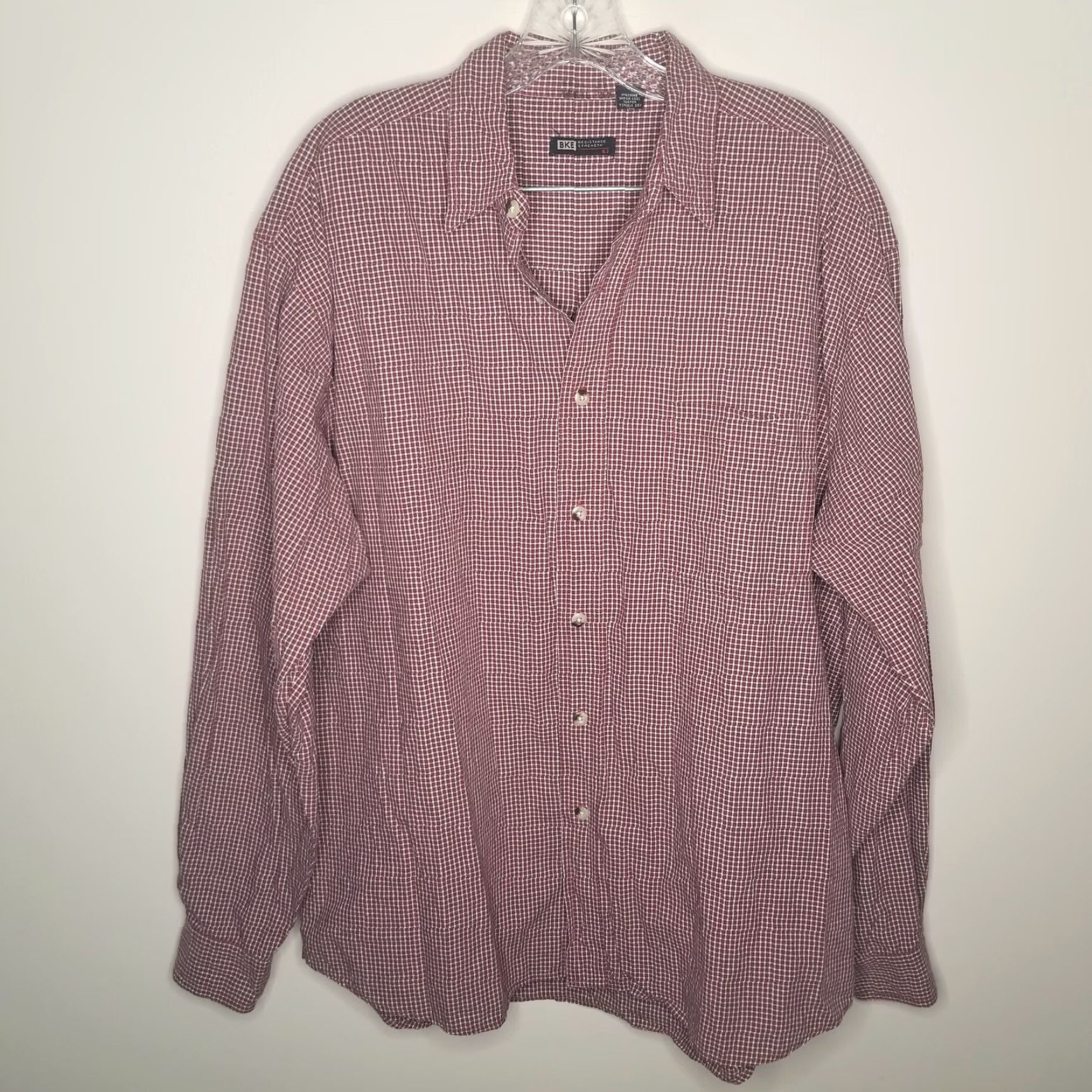 Vintage Buckle BKE Mens Red Long Sleeve Button Up 2XL 67 Resistance Strength Size US XXL / EU 58 / 5 - 2 Thumbnail