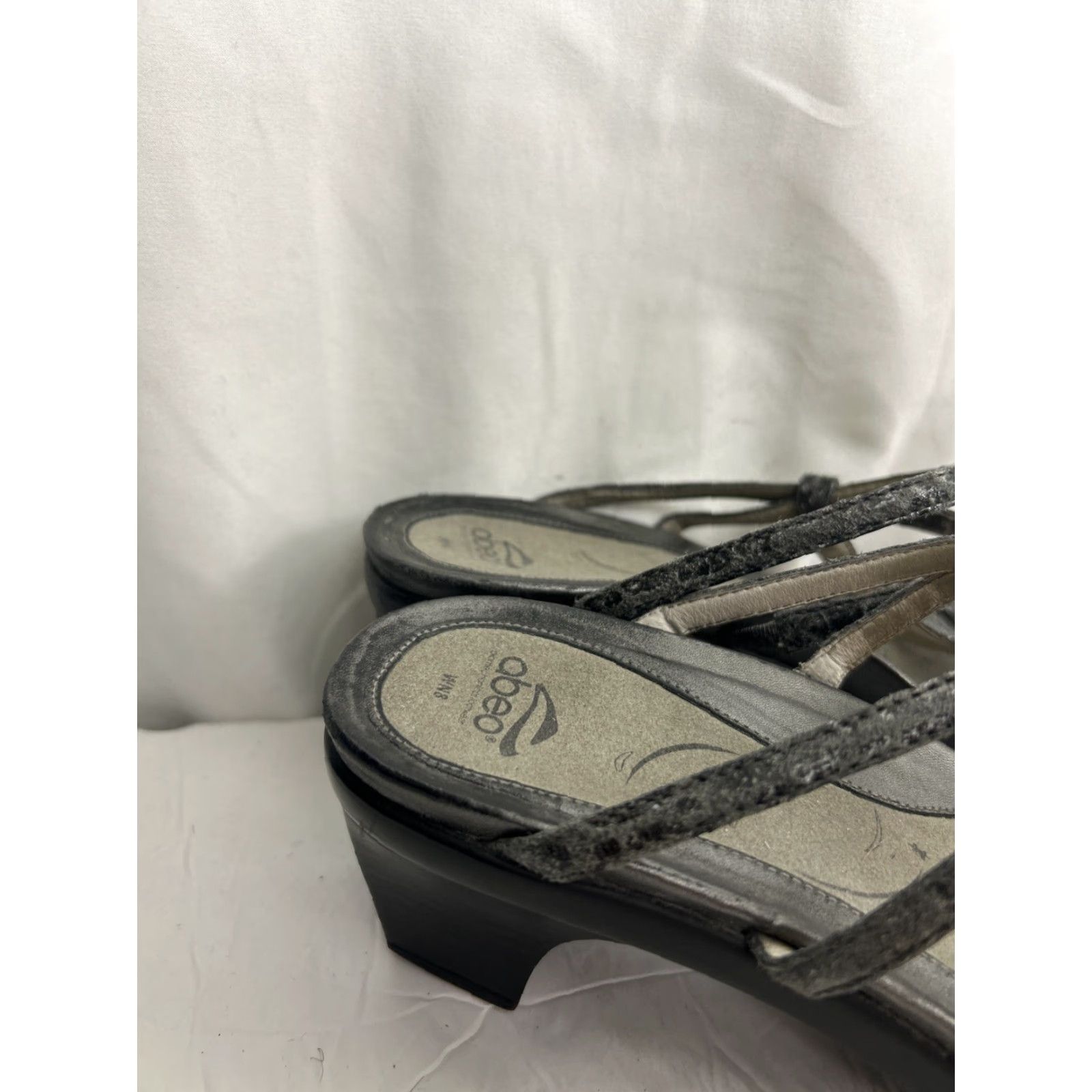 Vintage Abeo Platform Wedge Heels Black Snakeskin T-Strap Slip-On Womens Size 8 Sandals Size US 6 / IT 36 - 4 Thumbnail
