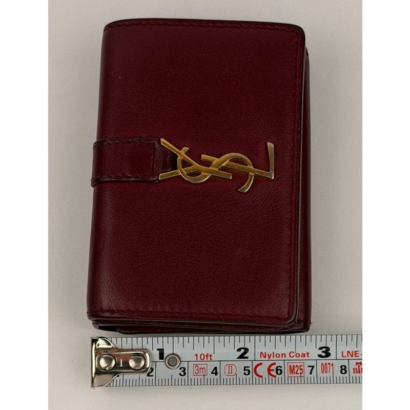 Yves Saint Laurent Saint Laurent Fold Pursee Tiny Compact Wallet YSL Bordeaux Size ONE SIZE - 10 Thumbnail