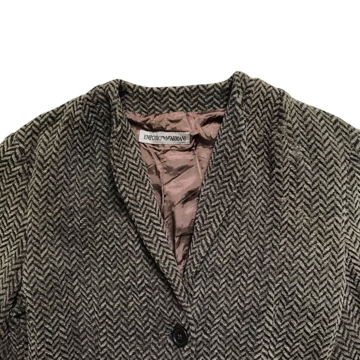 Emporio Armani Vintage Emporio Armani Wool Collarless Jacket Size S / US 4 / IT 40 - 4 Thumbnail
