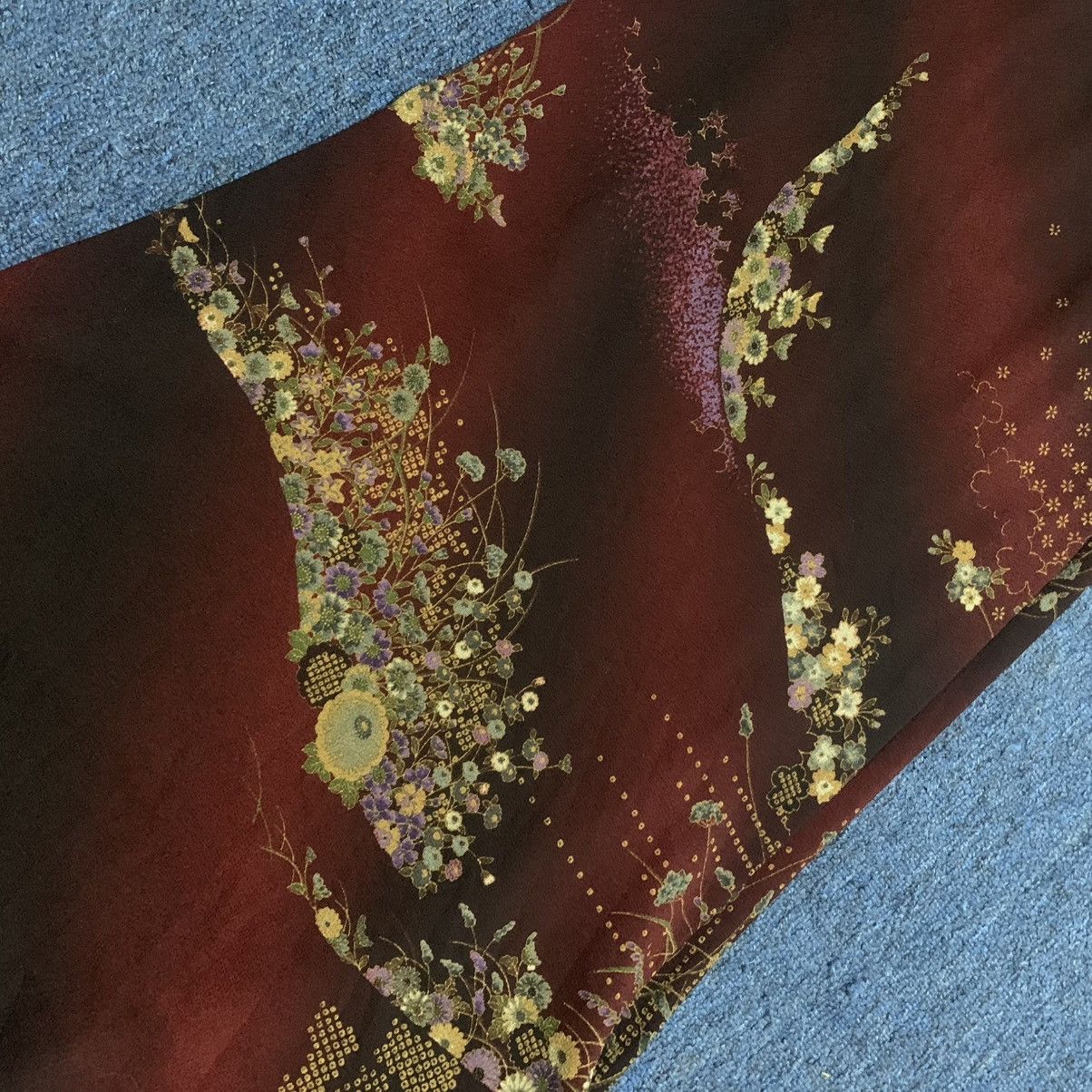 Japanese Brand Vintage Red ombre floral print maxi skirt Size 31" - 7 Thumbnail