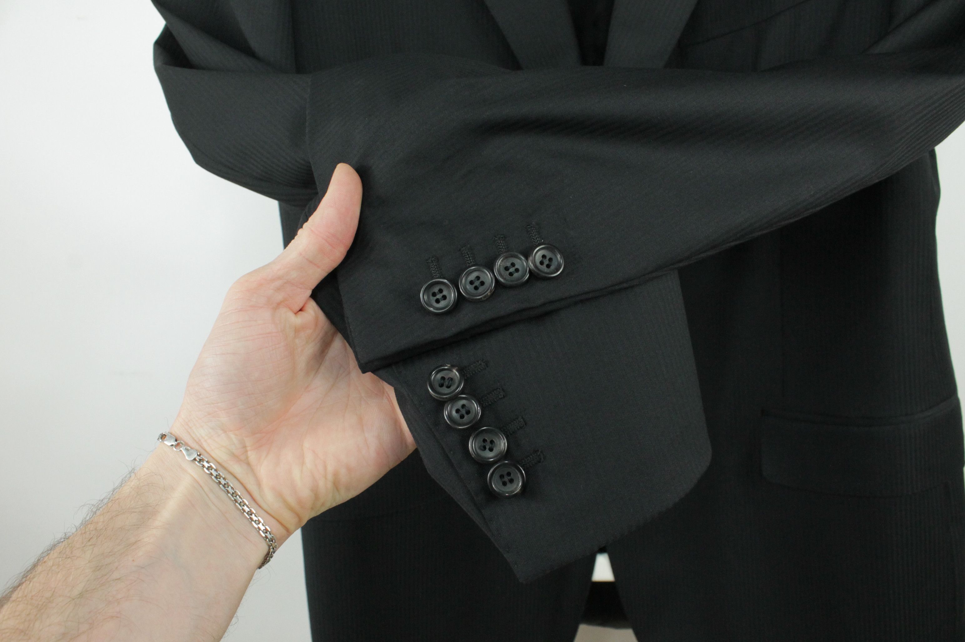 Canali Canali Black Wool Pinstripe Formal Blazer Jacket Men's Size 44R - 4 Thumbnail