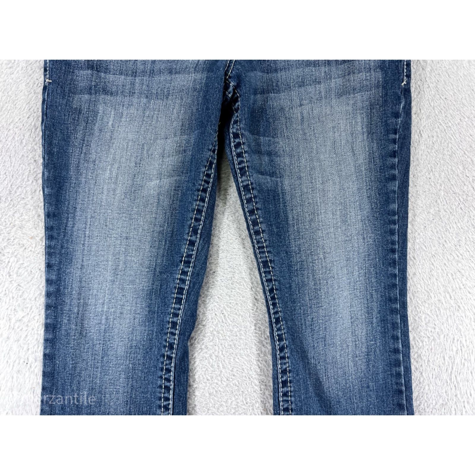 Vintage Maurines Women's Blue Denim Bootcut Jeans Size 11 Stretch Cotton Blend Low Rise Casual Size 32" / US 10 / IT 46 - 6 Thumbnail