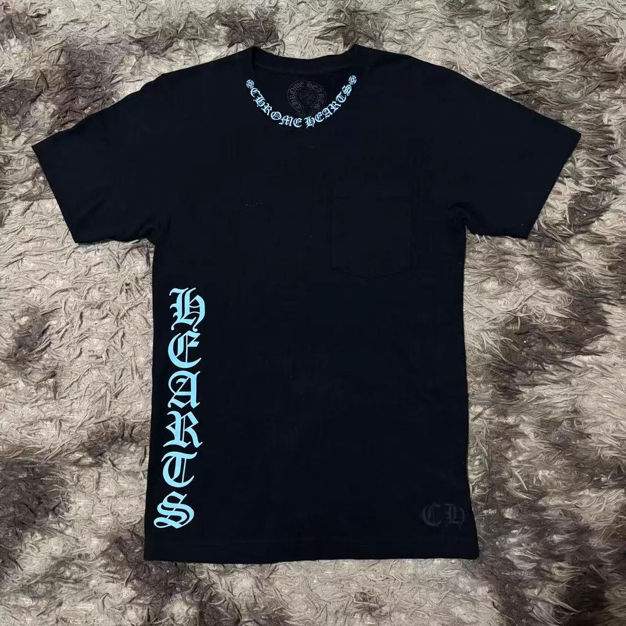 Chrome Hearts Chrome Hearts Black Short Sleeve with Blue Side Sanskrit Size US S / EU 44-46 / 1 - 1 Thumbnail