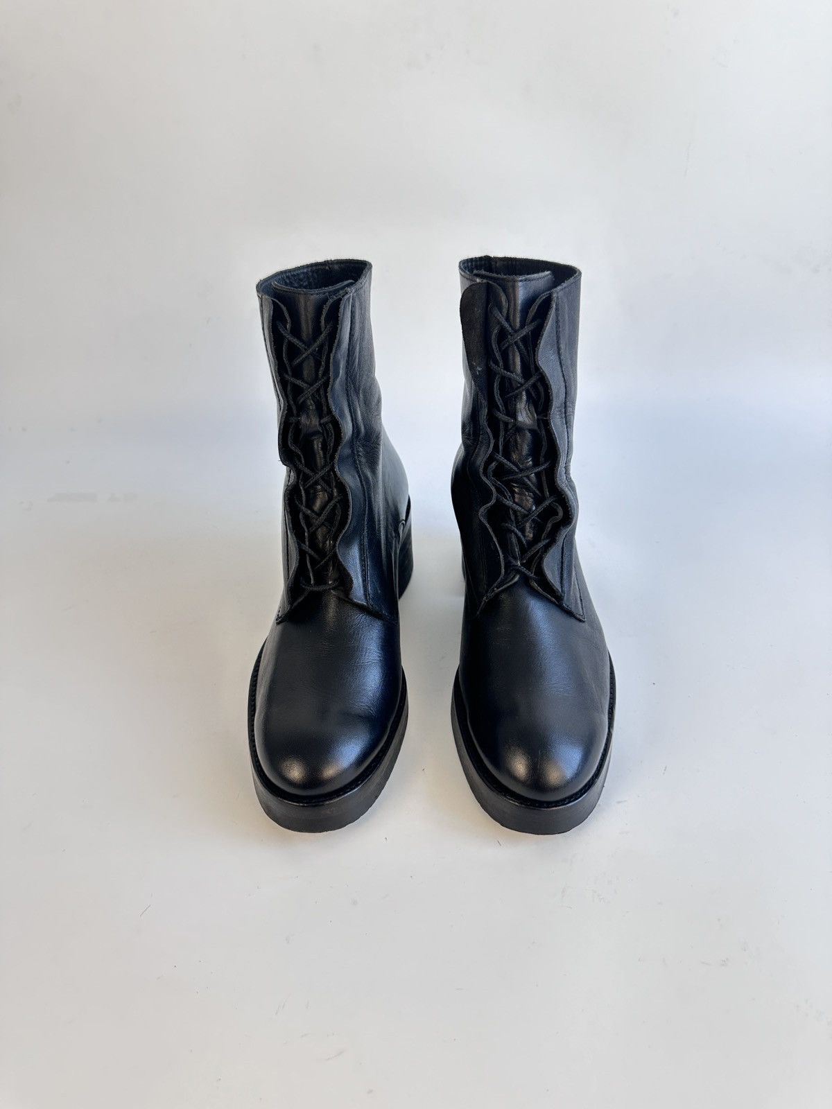 Cos COS Black Leather Lace Up Ankle Boots Size EU 39 Portugal Size US 8.5 / IT 38.5 - 4 Thumbnail