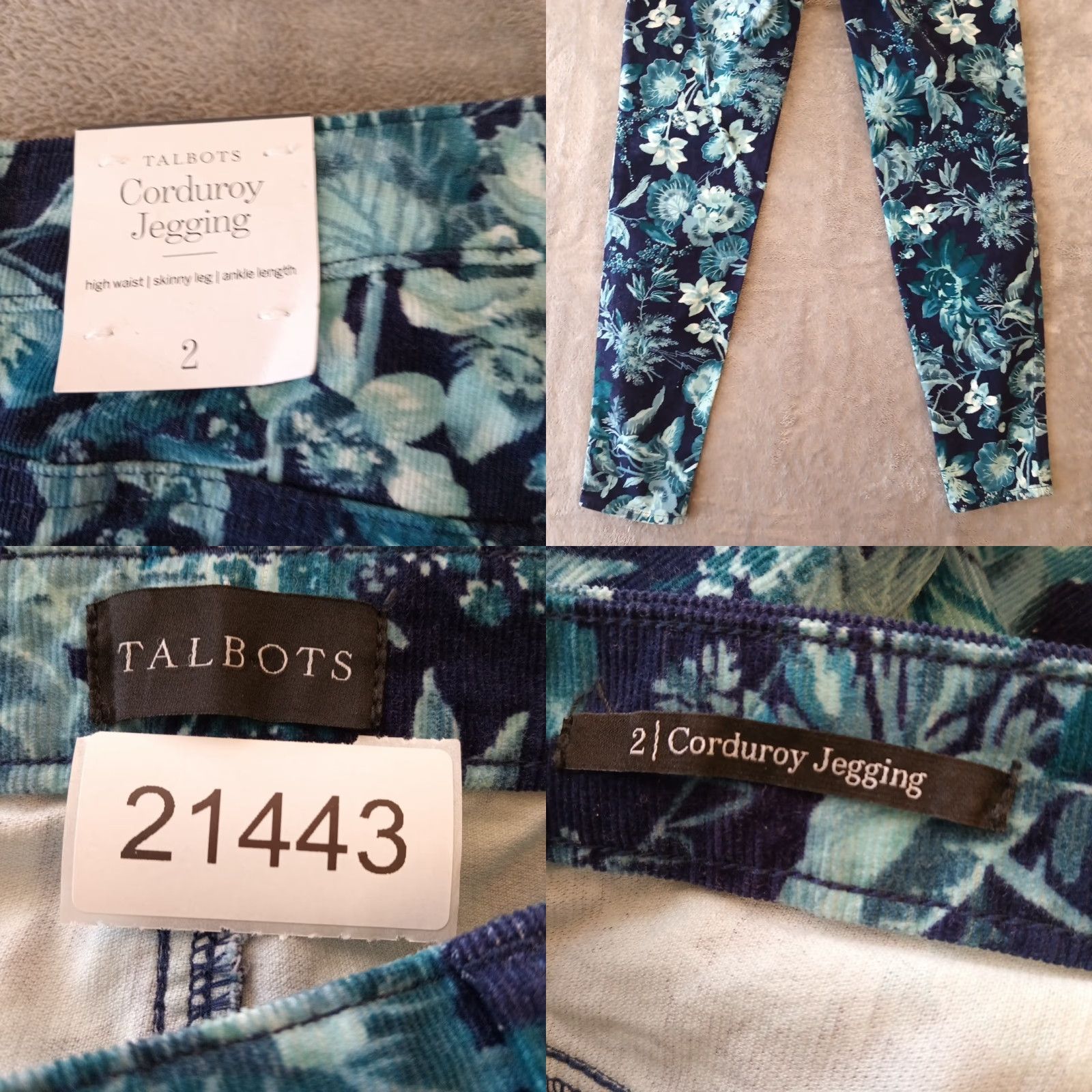 Talbots Talbots Corduroy Jegging Pants Womens Size 2 Blue Floral Skinny Stretch New Size 26" / US 2 / IT 38 - 8 Thumbnail