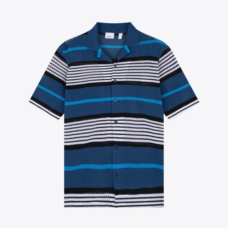 Burberry Burberry Summer Blue Striped Short Sleeve Polo Size US XL / EU 56 / 4 - 1 Thumbnail