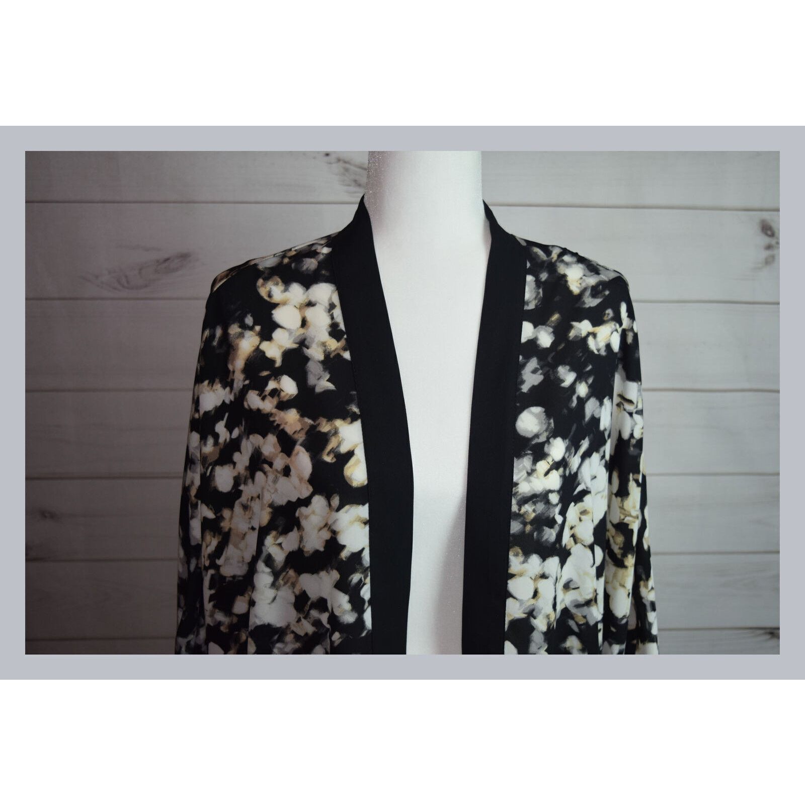 Apt. 9 APT 9 Dressy Tan Floral Print Raglan Sleeve Open Jacket SZ M Size M / US 6-8 / IT 42-44 - 3 Thumbnail