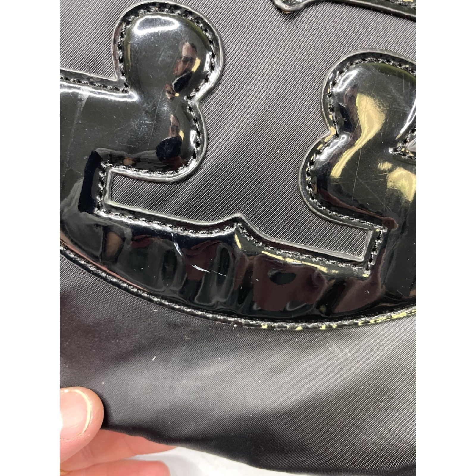 Tory Burch Tory Burch Ella Large Tote Bag Black Handbag Purse Tote Large Black Nylon Leather Double Handles Women Size ONE SIZE - 4 Thumbnail