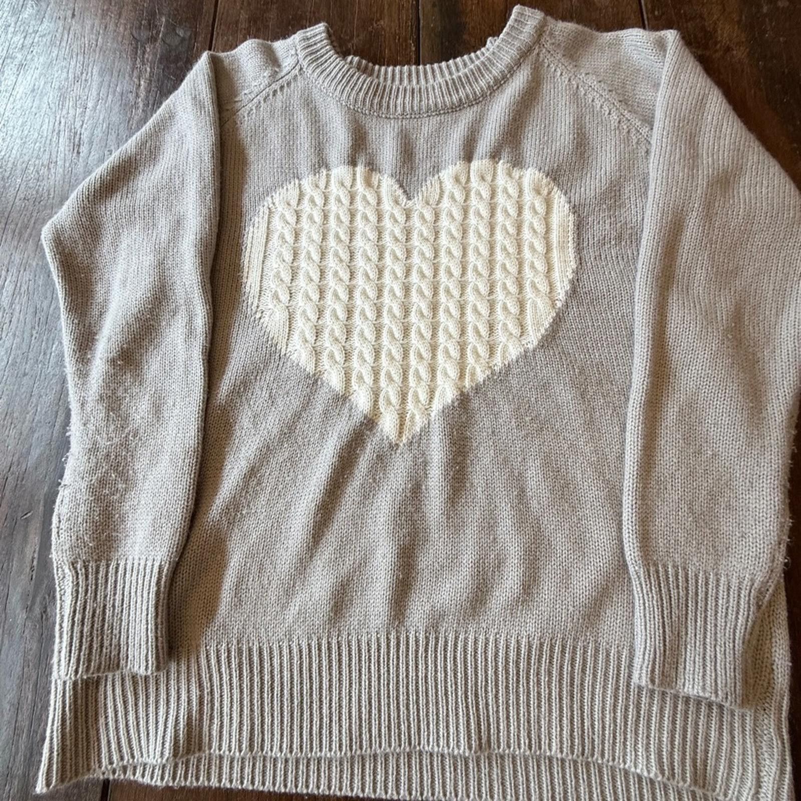 Other Cozy "Valentines" Heart Pattern Sweater - Gray and Cream Size L / US 10 / IT 46 - 1 Thumbnail