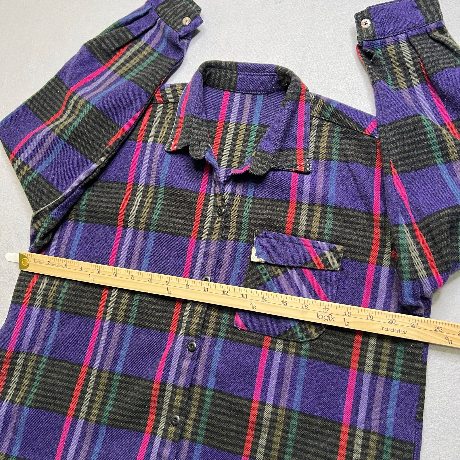 Vintage Vintage 90s Wool Blend Flannel Shirt Mens M/L Purple Plaid Size US L / EU 52-54 / 3 - 5 Thumbnail