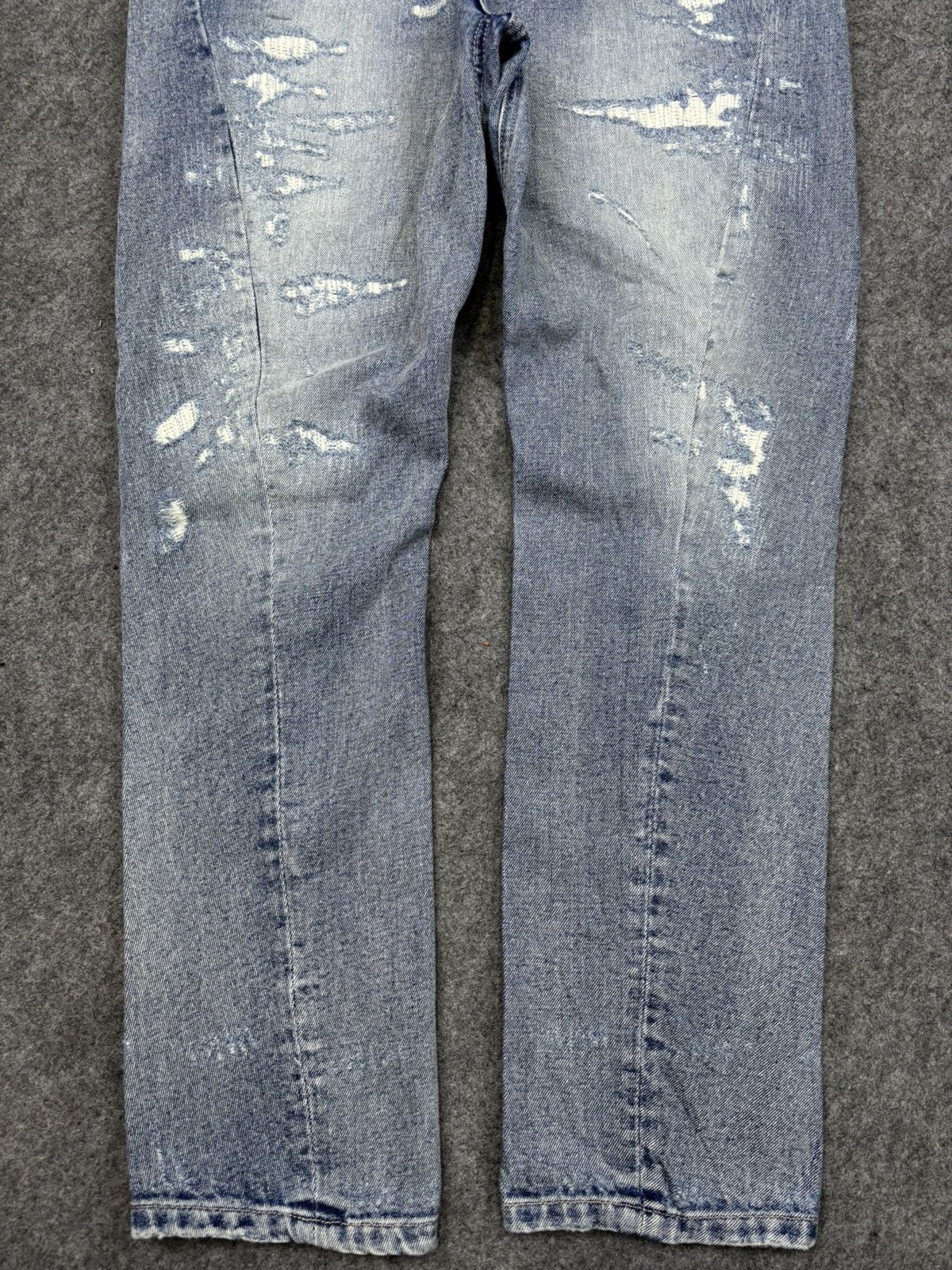 Japanese Brand 💥Japan Style💥Bit Blue Distressed Sarouel Mild Denim F806 Size US 31 - 4 Thumbnail