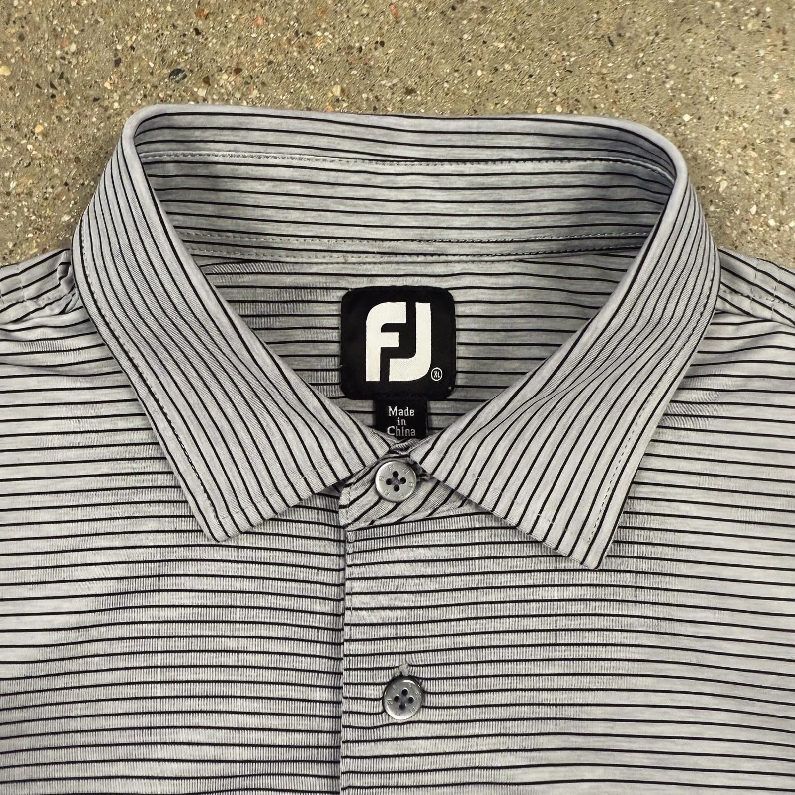 Footjoy FootJoy Golf Polo Shirt Mens XL Striped Stretch FJ Logo Size ONE SIZE - 2 Thumbnail