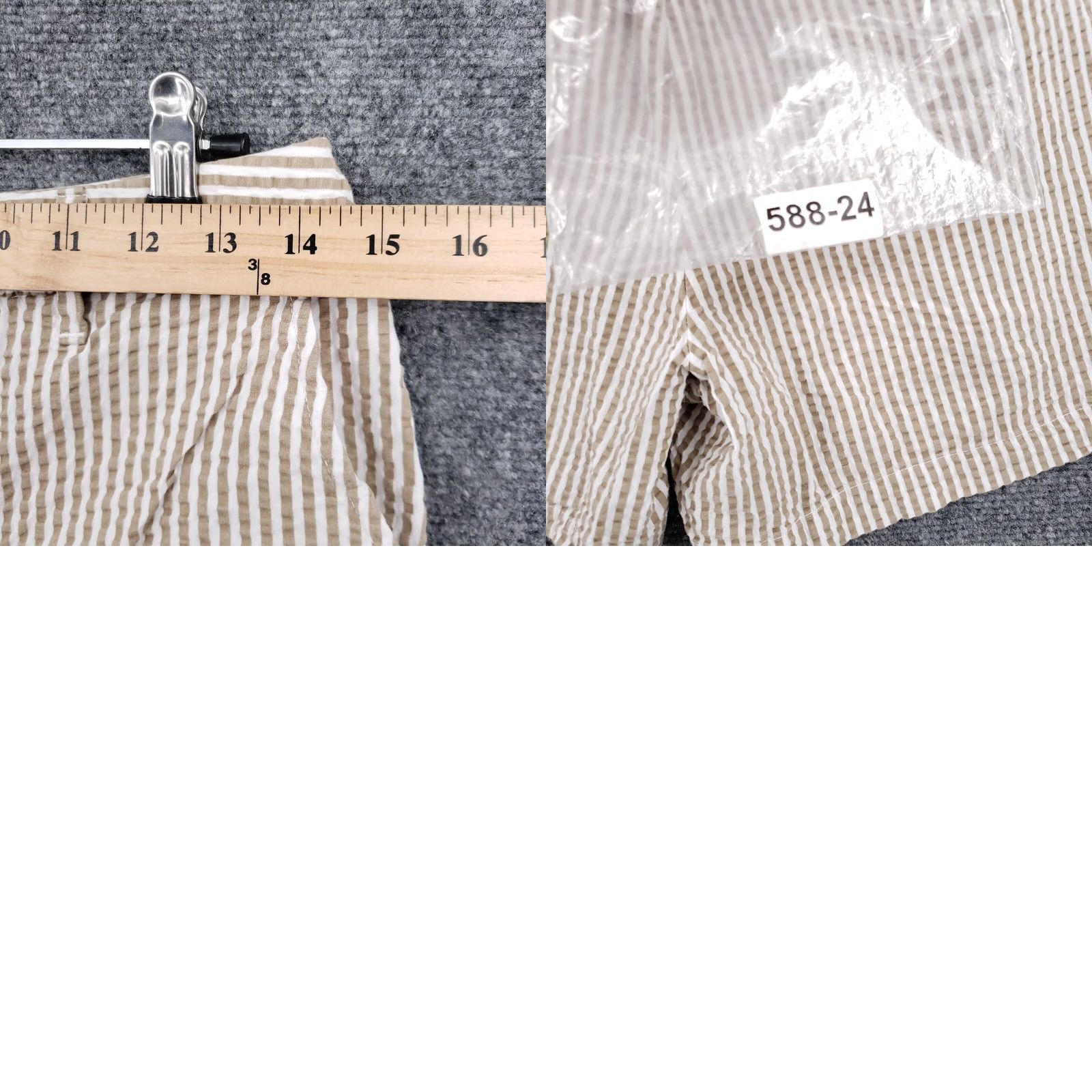 Vintage A New Day Womens Shorts 2 Tan Crinkle Chino Mid-Rise Striped Flat Front Casual Size 26" / US 2 / IT 38 - 9 Thumbnail