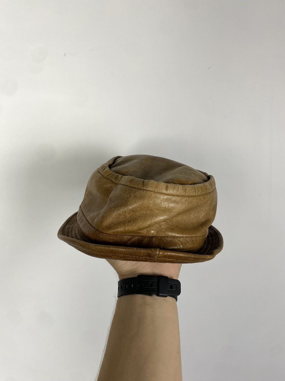 Designer × Leather Avant Garde Retro Cowboy Kulo Leather Hat Size ONE SIZE - 2 Thumbnail