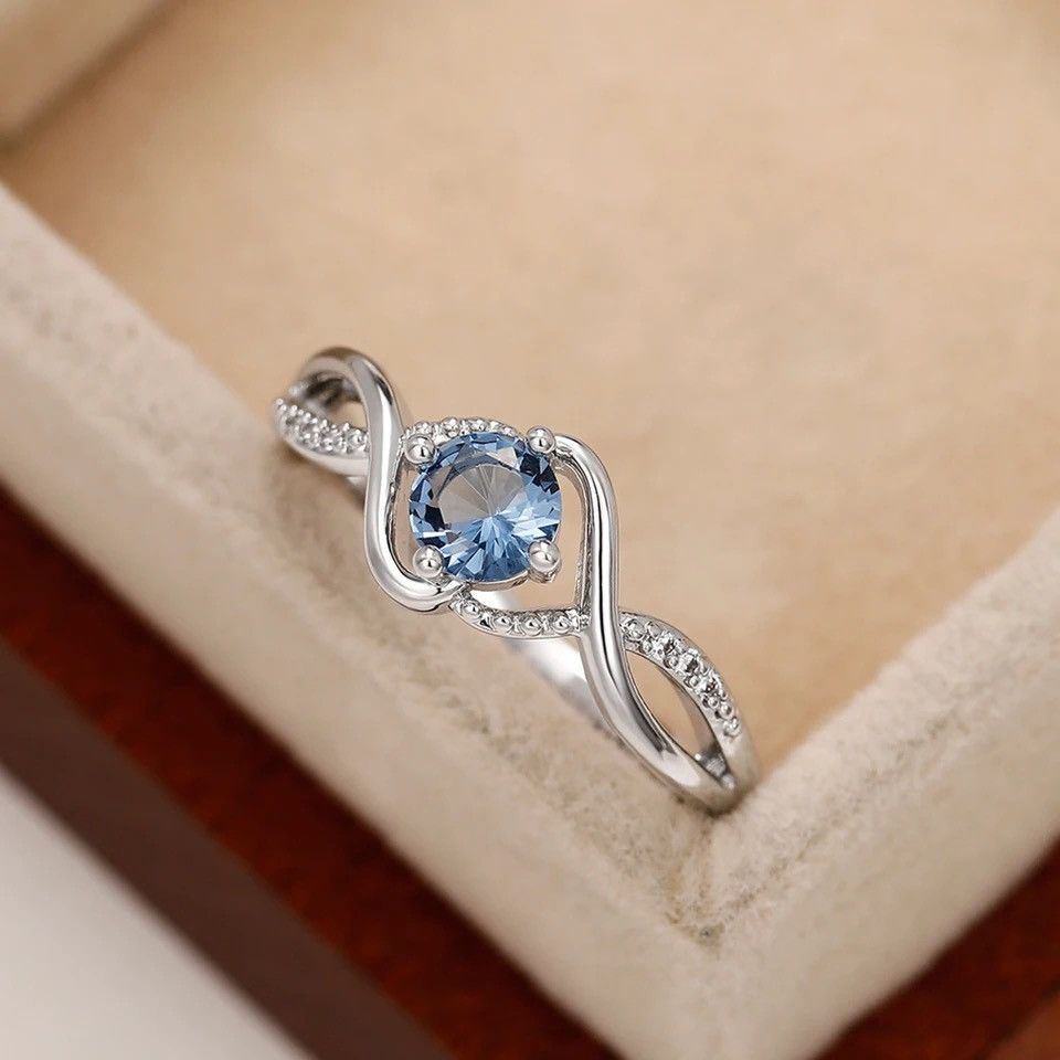 Designer × Jewelry Charming Blue Cubic Zirconia Ring Size ONE SIZE - 3 Thumbnail