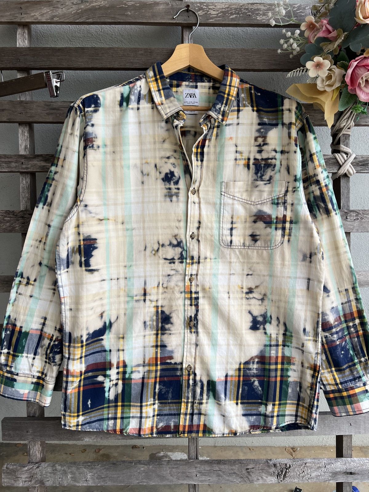 Zara Zara multicoloured checkered shirt with a bleach-dyed finish Size US L / EU 52-54 / 3 - 2 Thumbnail