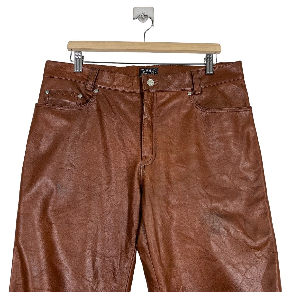 Issey Miyake 🔥 ISSEY MIYAKE HORN WORK LEATHER TROUSER PANTS Size US 36 / EU 52 - 3 Thumbnail