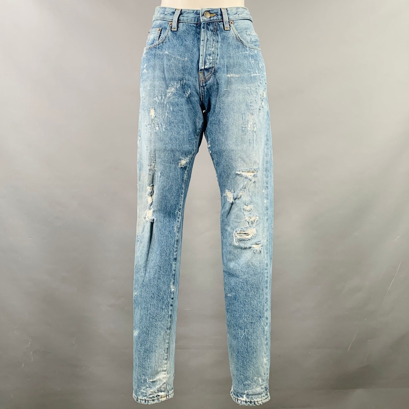 Prps PRPS Size 28 El Camino Blue Cotton Distressed Tapered Jeans Size 28" / US 6 / IT 42 - 1 Thumbnail