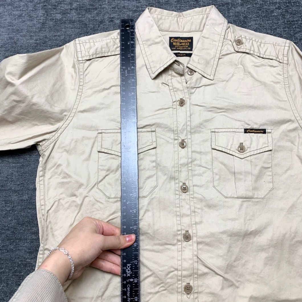 Epaulet Civilianaire Wash and Wear Officer Epaulet Shirt Womens L Gray Cotton Button Up Size L / US 10 / IT 46 - 6 Thumbnail