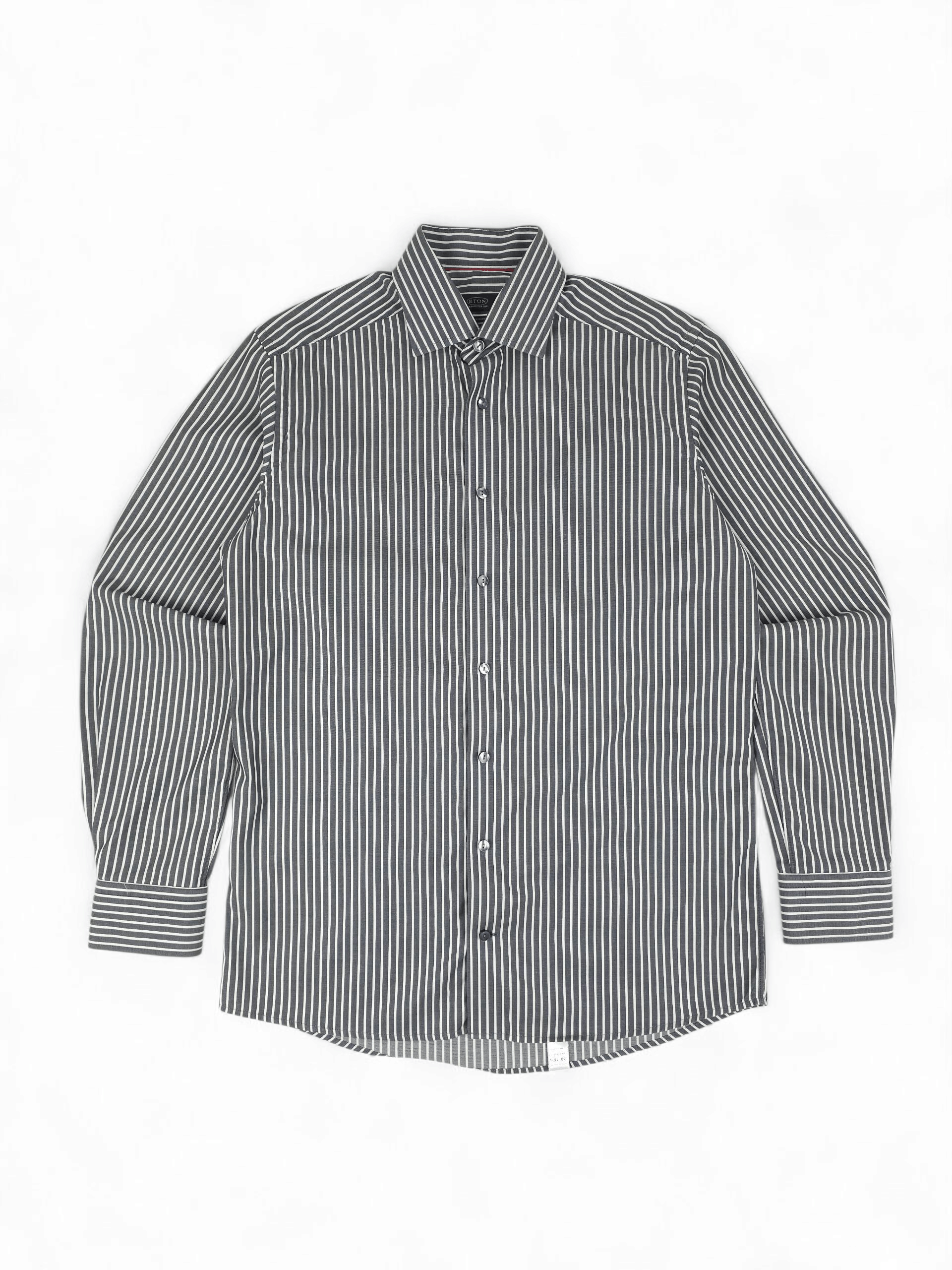 Eton 💎 Eton Contemporary Fit Striped Gray Button Up Shirt Size US M / EU 48-50 / 2 - 1 Thumbnail