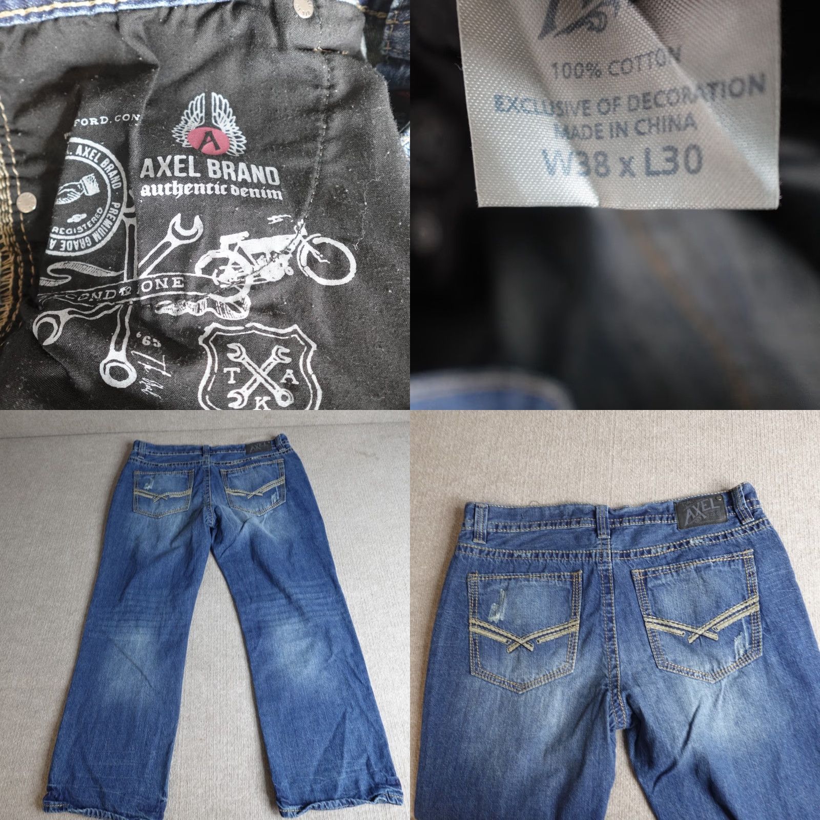Vintage Axel Jeans 38 x 29 Blue Cotton Relaxed Straight Distressed Denim Men's Jeans Regular Inseam 29 Vintage: No Size US 38 / EU 54 - 9 Thumbnail