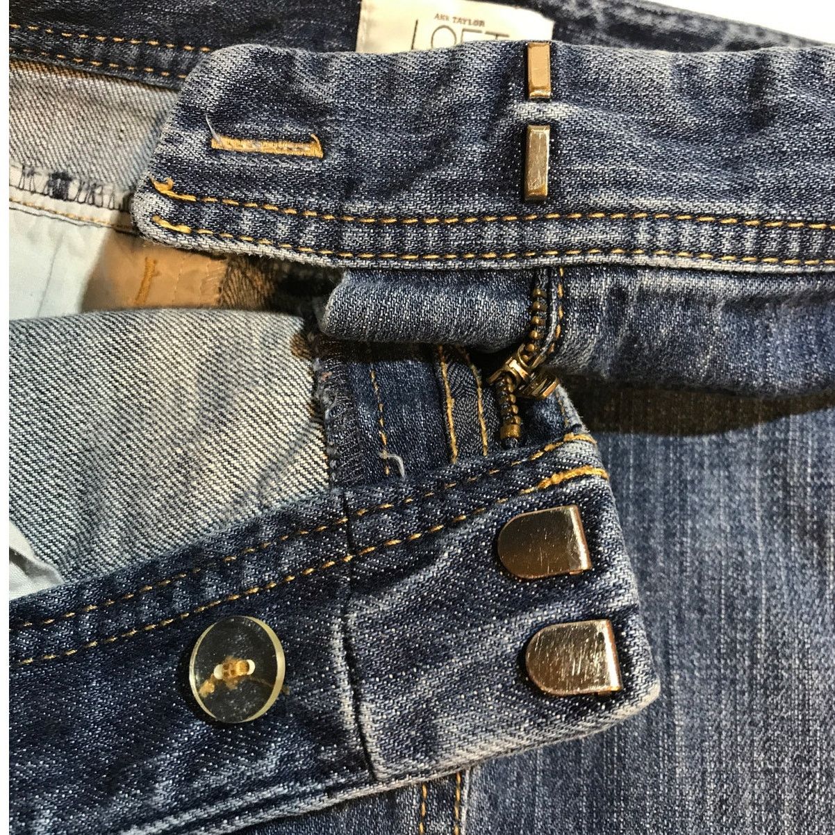 Ann Taylor Ann Taylor LOFT Blue Denim Jean Skirt 14 A-Line Retro Size 36" / US 14 / IT 50 - 5 Thumbnail