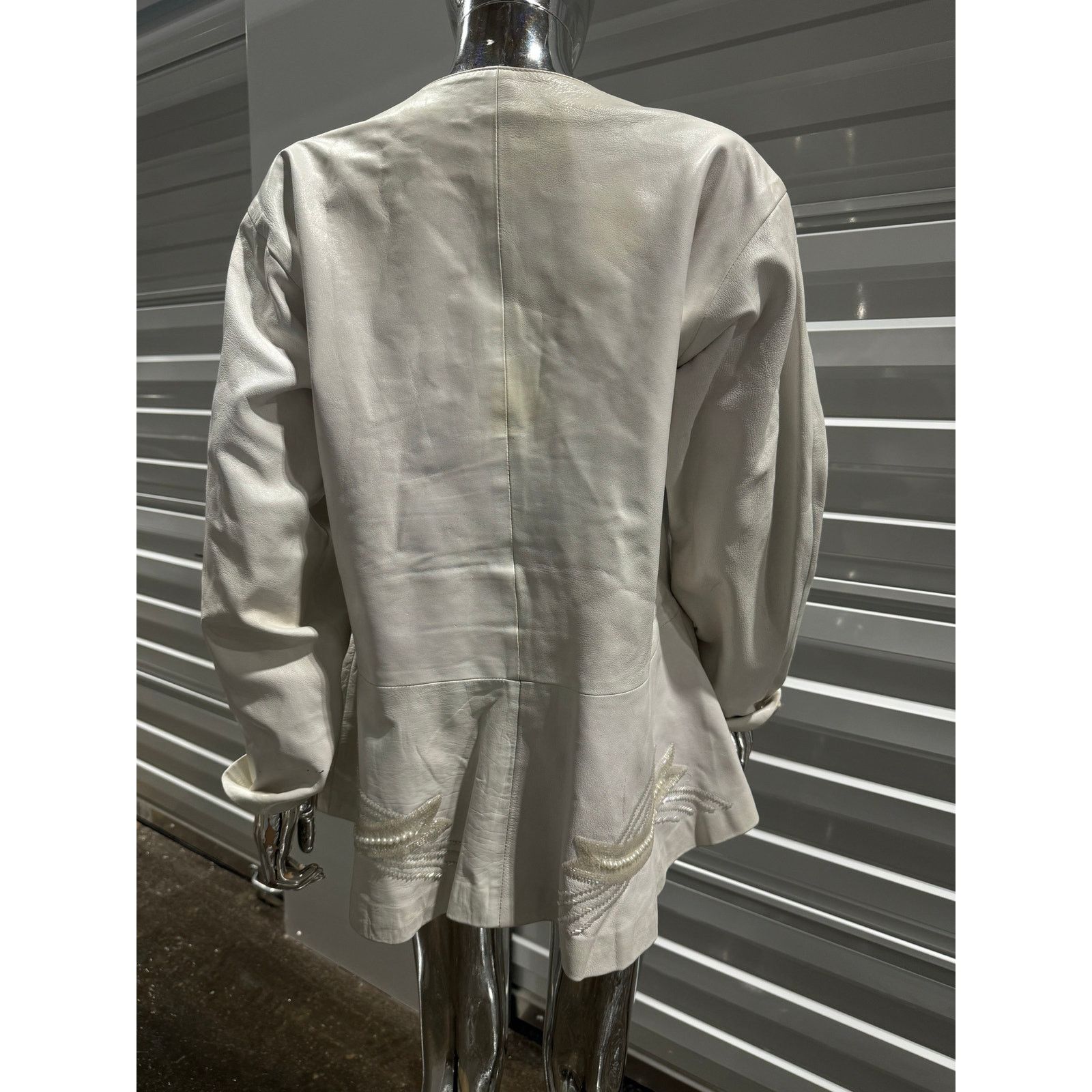 Vintage White leather blazer Size XL / US 12-14 / IT 48-50 - 8 Thumbnail