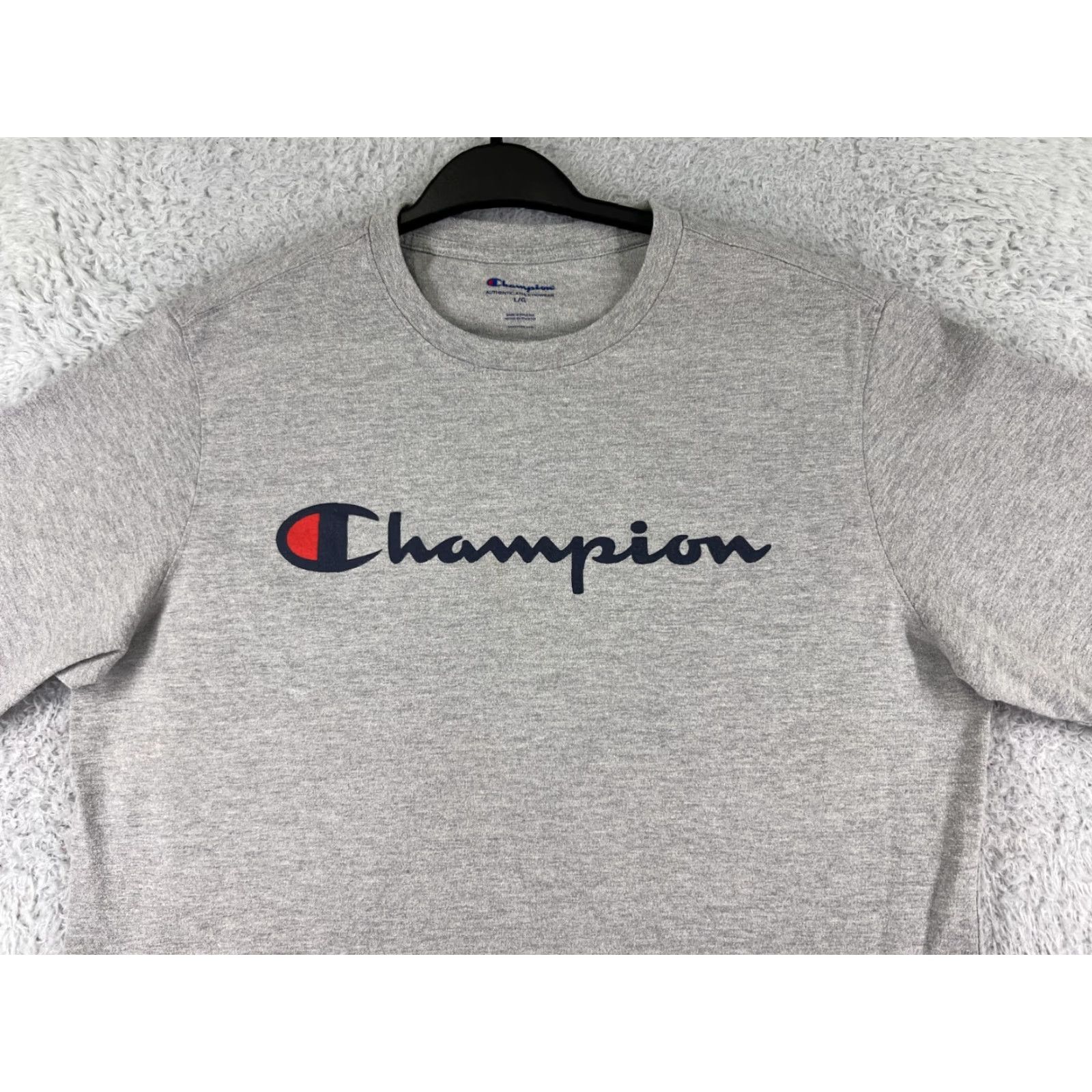 Champion Champion Shirt Mens Large Gray Crew Short Sleeve Cotton Jersey Logo Print Sports Retro Fit: Athletic Mens T-Shirt Size US L / EU 52-54 / 3 - 6 Thumbnail