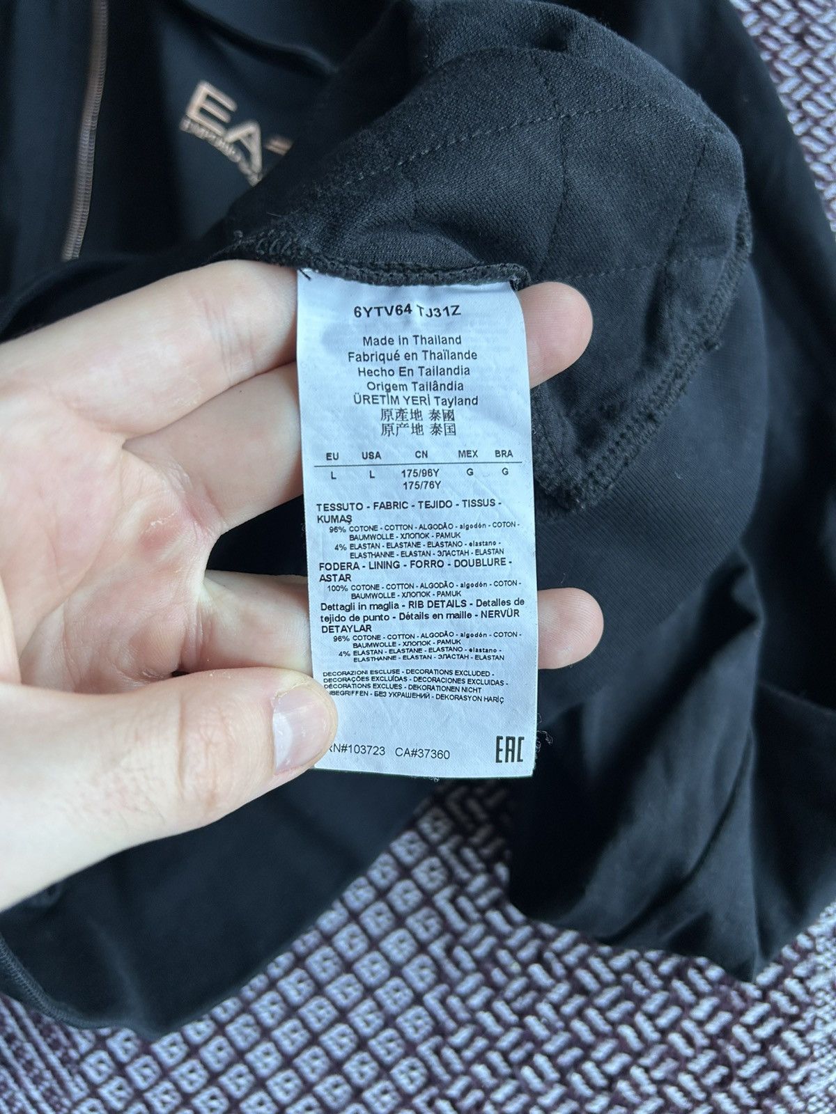 Armani × Emporio Armani Emporio Armani Zip Up Hoodies Black Solid Size Large Size L / US 10 / IT 46 - 8 Thumbnail