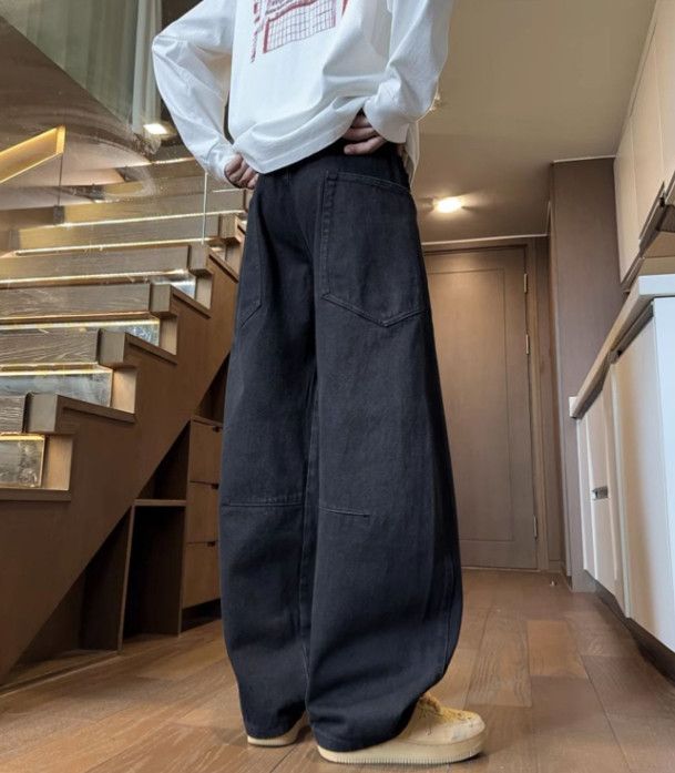 Japanese Brand Men's American wide-leg loose straight washed curved jeans Size US 32 / EU 48 - 5 Thumbnail