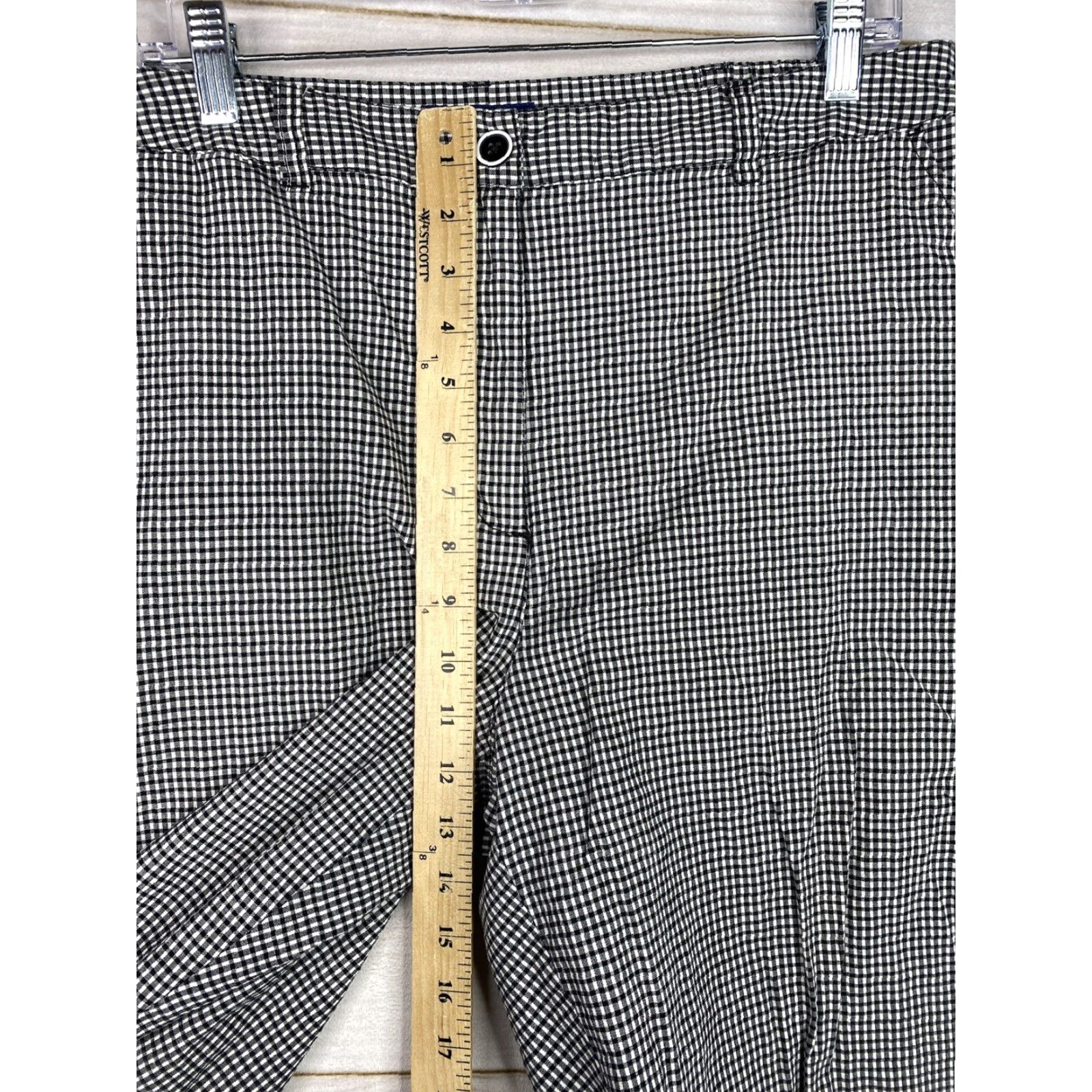Vintage Karen Scott Skimmer Shorts Womens 14 Black White Check Stretch Cotton 12" Inseam Size 36" / US 14 / IT 50 - 5 Thumbnail