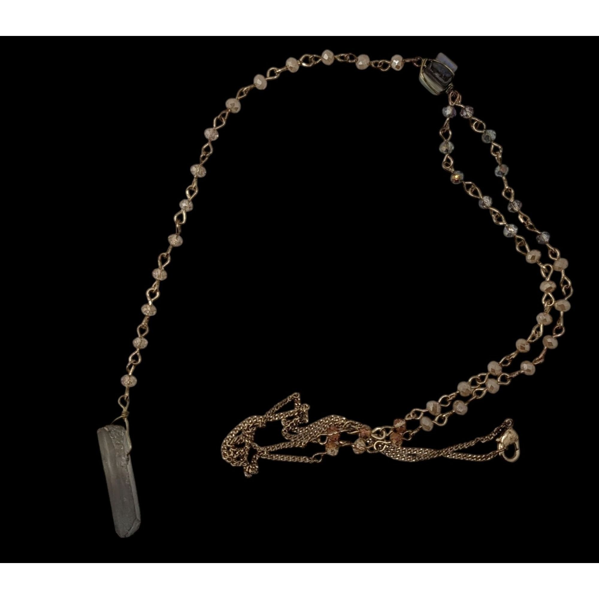 Other Elegant Y Necklace With Crystal Pendant & Beaded Chain Size ONE SIZE - 2 Thumbnail