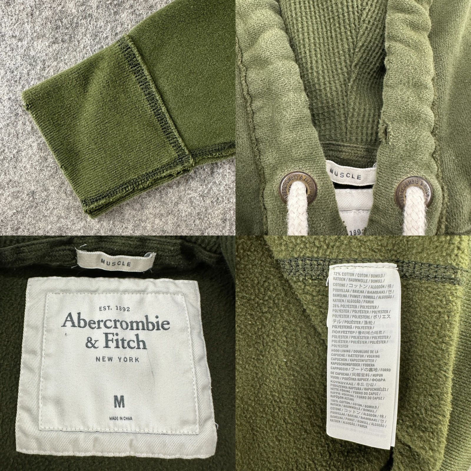 Abercrombie & Fitch VINTAGE Abercrombie & Fitch Hoodie Womens M Green Full Zip Muscle Cotton Spellout Y2K 90s Size M / US 6-8 / IT 42-44 - 10 Thumbnail