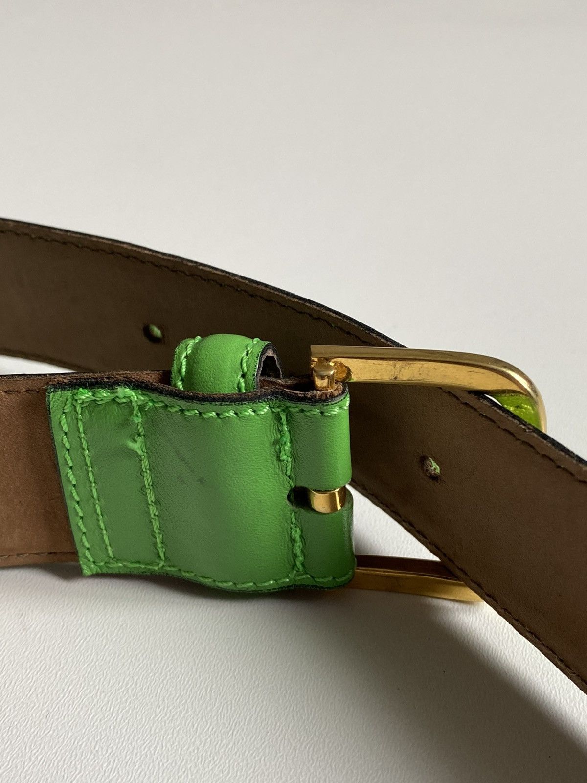 Moschino Moschino Logo Leather Belt Green Gold Logo Size ONE SIZE - 14 Thumbnail
