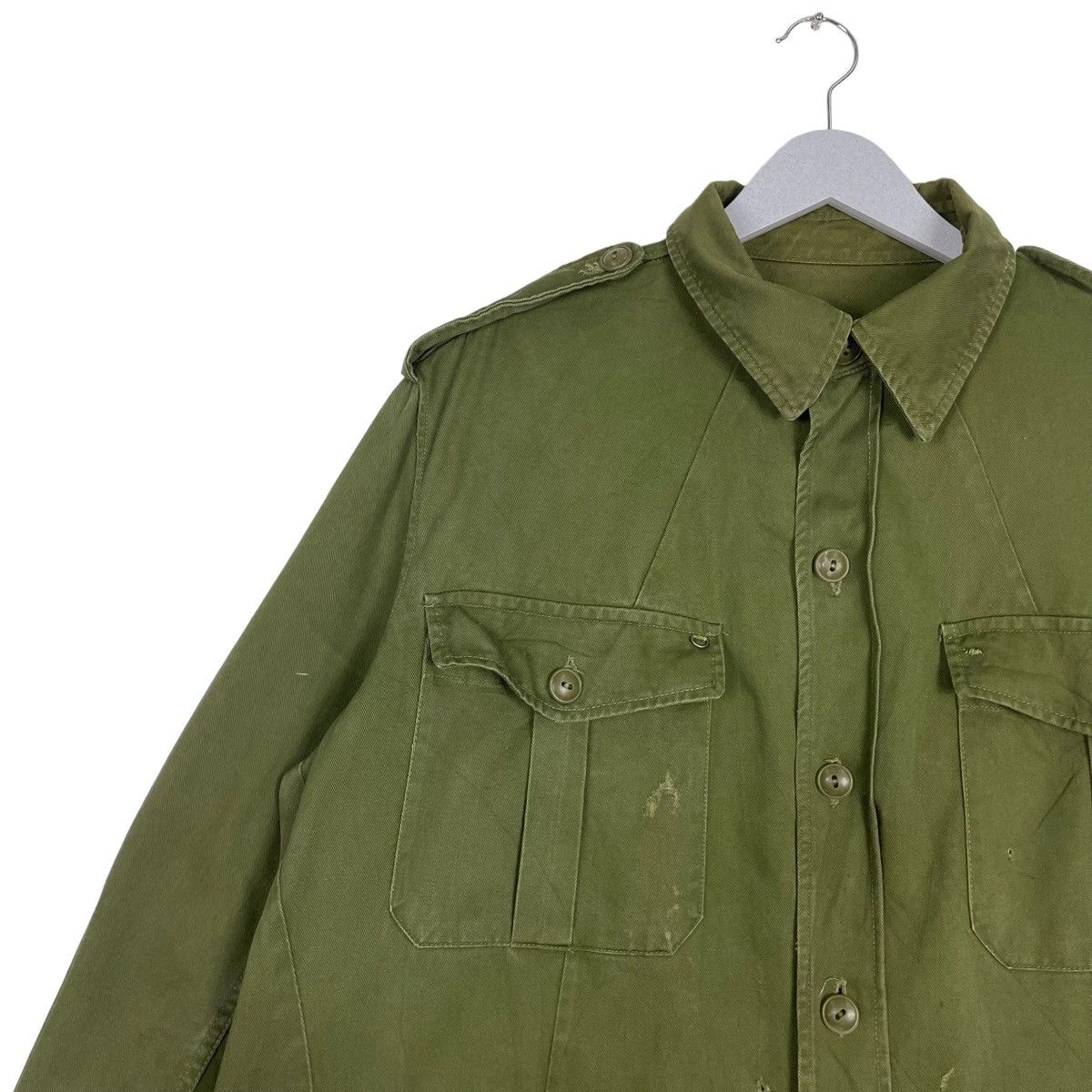 Vintage 💥70s OG ARMY BUTTON FIELD JACKET SHIRT Size US L / EU 52-54 / 3 - 6 Thumbnail