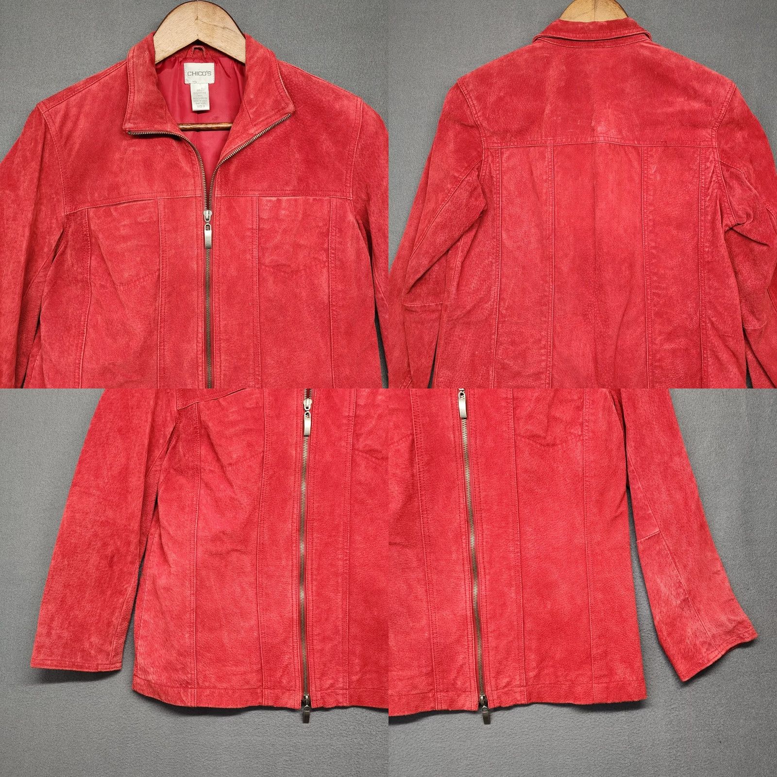 Vintage VINTAGE Chico's Jacket Womens Size S US Small Red Suede Leather Jacket Zip Long Sleeve Fall Winter Women Vintage Y2K Size S / US 4 / IT 40 - 8 Thumbnail
