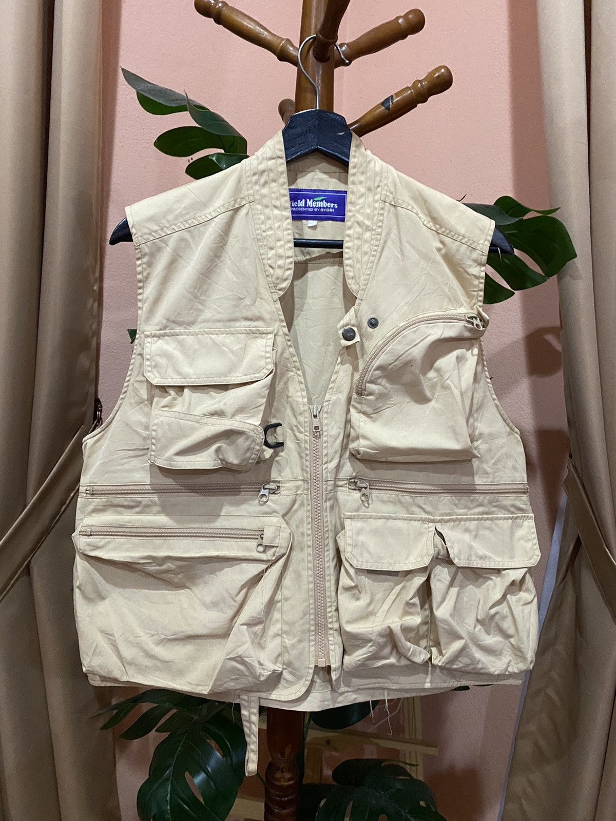 Japanese Brand × Vintage Field Members Beige Utility Vest - Ryobi Design Size US M / EU 48-50 / 2 - 1 Thumbnail