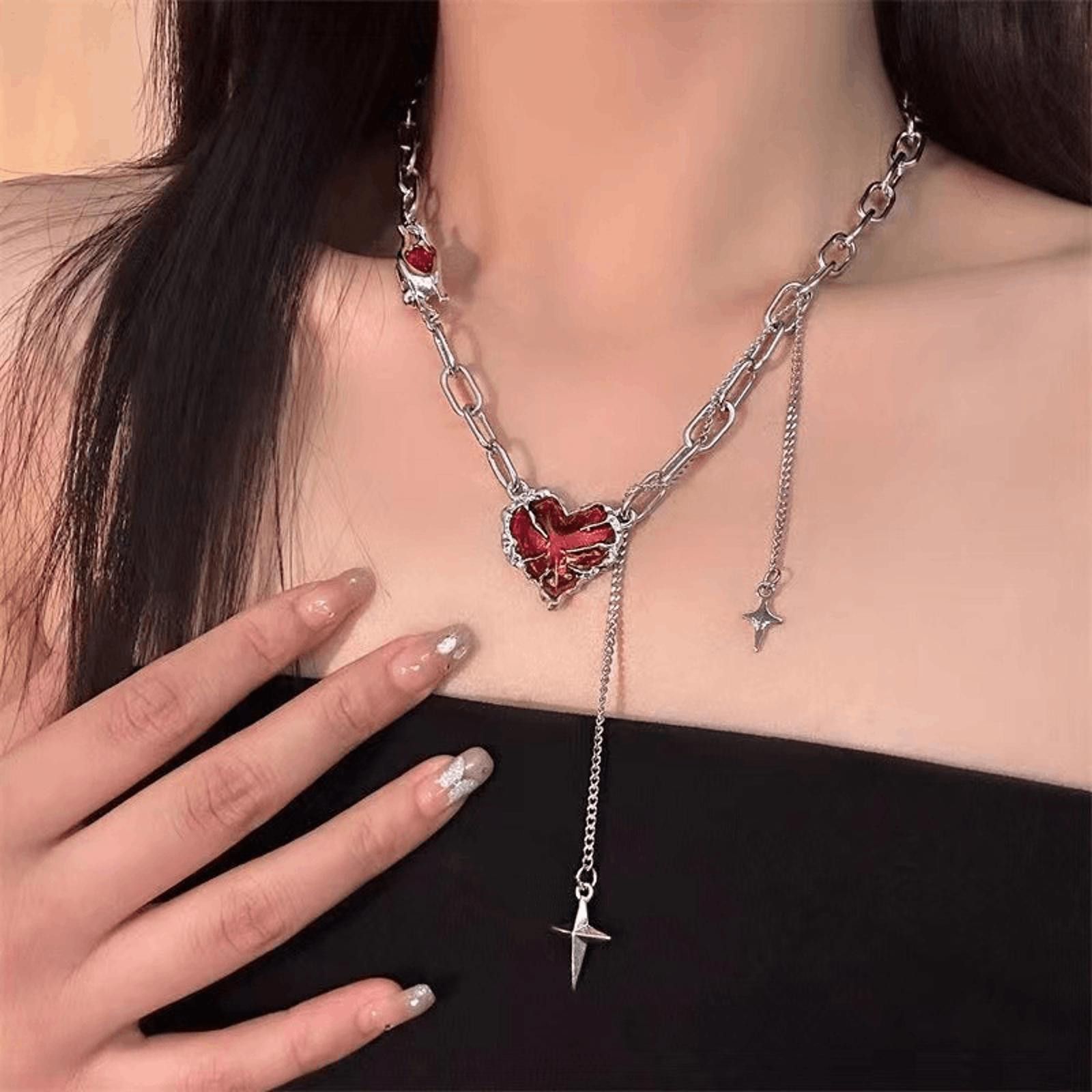 Jewelry Red Hearth Necklace Size ONE SIZE - 1 Thumbnail