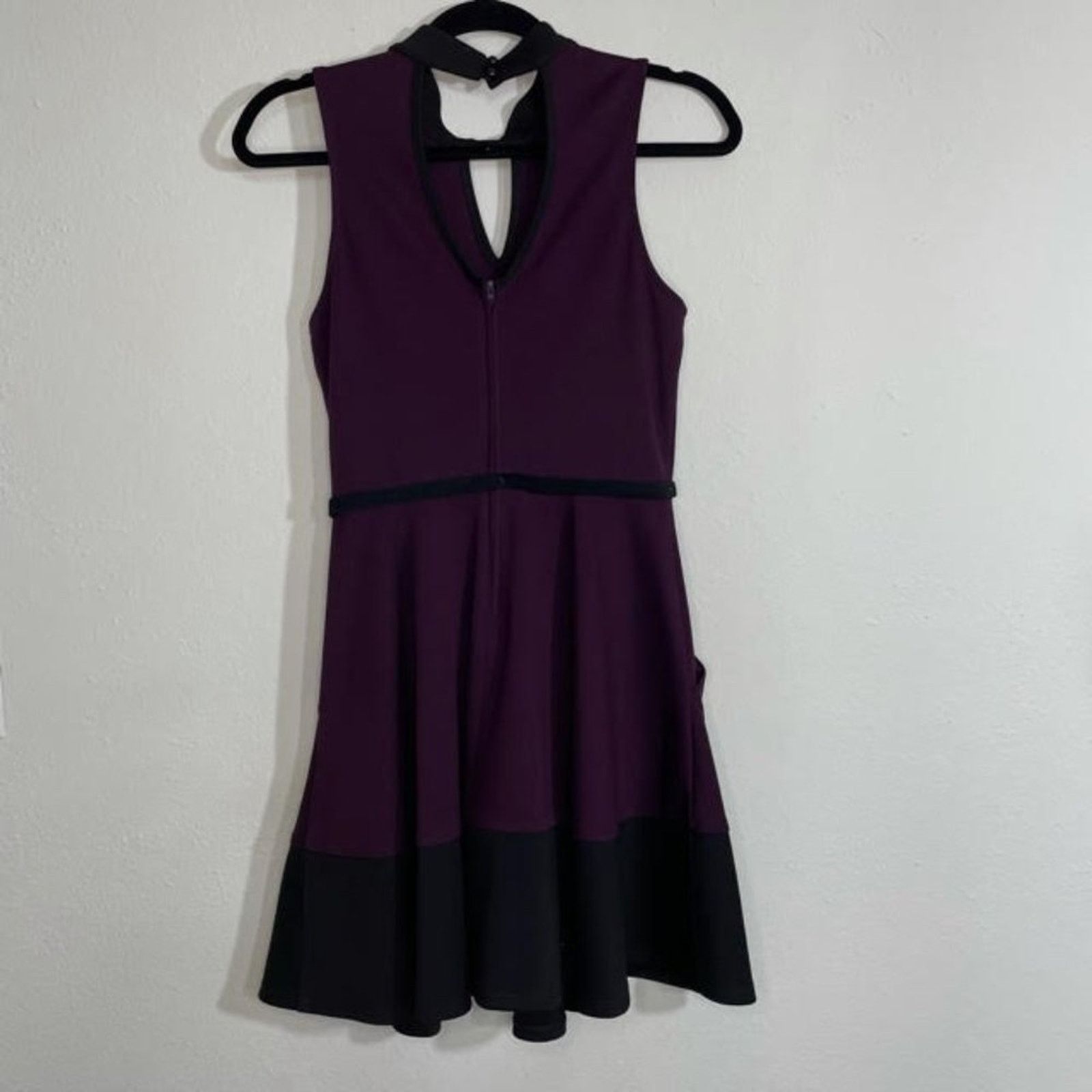 Other A. Byer Eggplant Purple Black A-Line Dress Gold Belt Size M Size M / US 6-8 / IT 42-44 - 2 Thumbnail