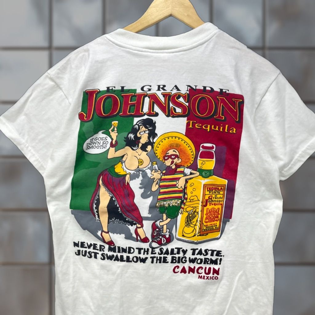 Vintage VINTAGE 90s El Grande Johnson Mexico Tequila Souvenir T-shirt Large Funny Sex Shirt Mens L White Size US L / EU 52-54 / 3 - 1 Thumbnail