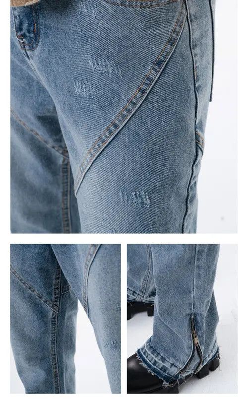 VIBE zipper patchwork faded damaged flared jeans Size US 32 / EU 48 - 7 Thumbnail