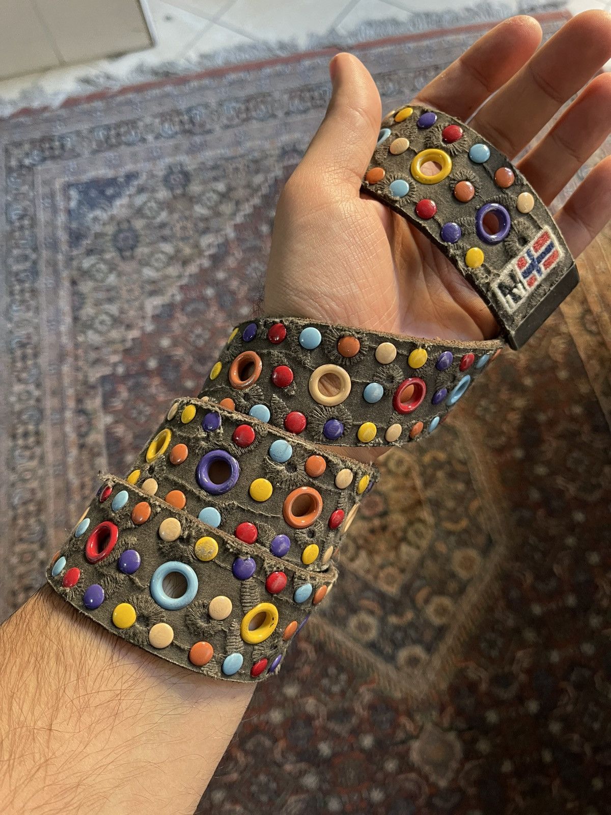 Vintage Napapijri Multicolored Studded Leather Belt Japanese Style Amazon.com: Kids main image 3